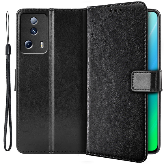 Θήκη με πτερύγιο για Xiaomi 13 Lite, Crazy Horse Wallet, μαύρη