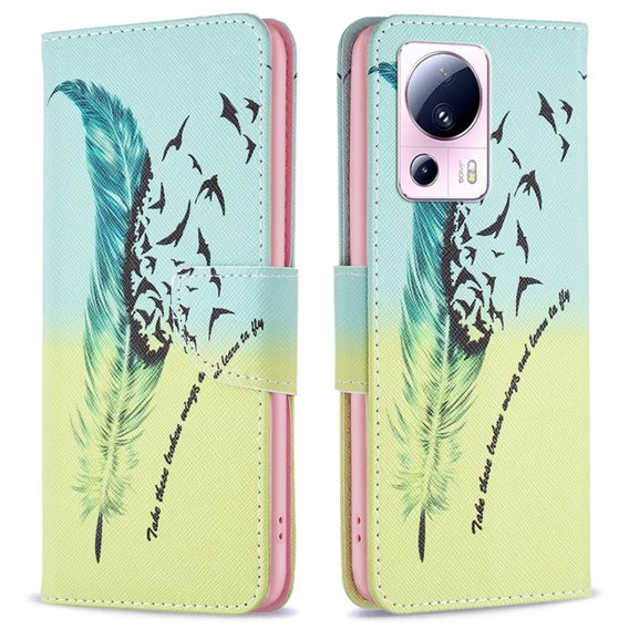 Θήκη με πτερύγιο για Xiaomi 13 Lite, Wallet, feather, μπλε