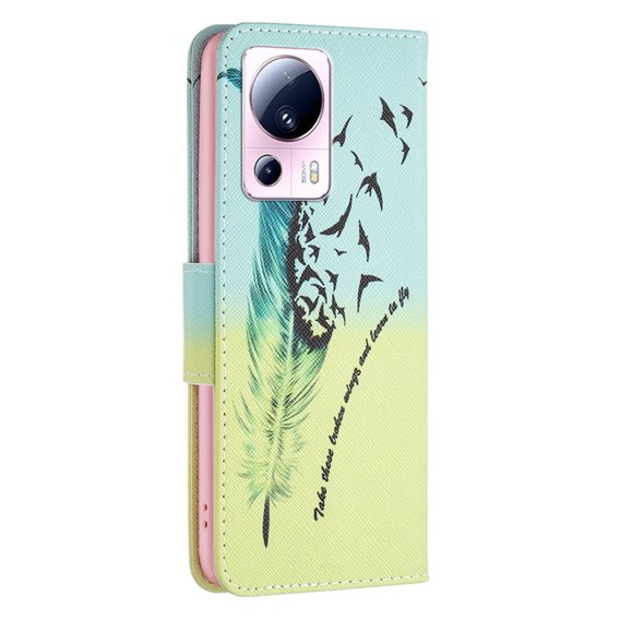 Θήκη με πτερύγιο για Xiaomi 13 Lite, Wallet, feather, μπλε