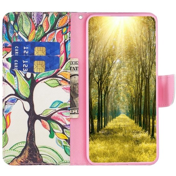 Θήκη με πτερύγιο για Xiaomi 13 Lite, Wallet, tree of life, λευκή