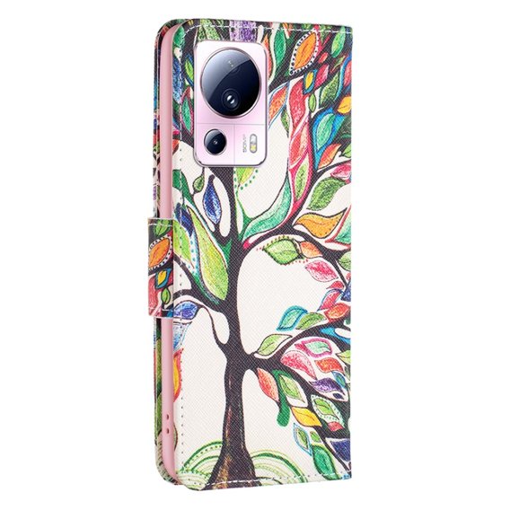 Θήκη με πτερύγιο για Xiaomi 13 Lite, Wallet, tree of life, λευκή