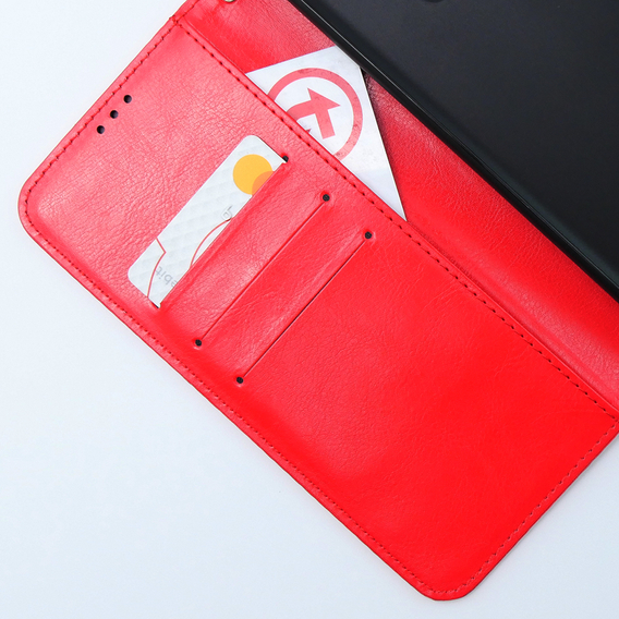 Θήκη με πτερύγιο για Xiaomi 13T / 13T Pro, Crazy Horse Wallet, κόκκινη