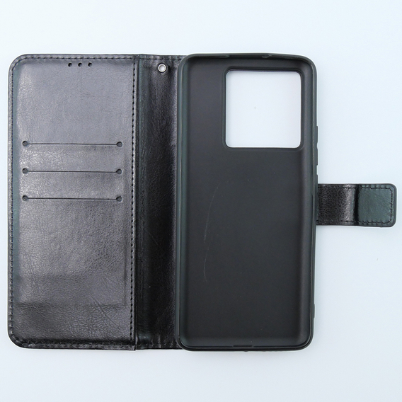 Θήκη με πτερύγιο για Xiaomi 13T / 13T Pro, Crazy Horse Wallet, μαύρη