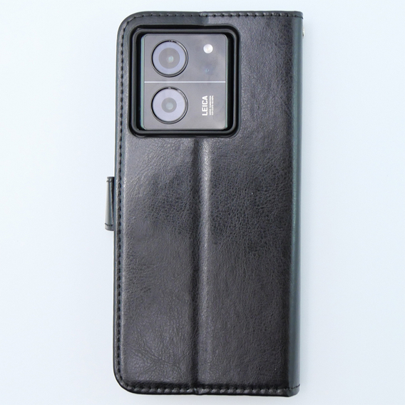 Θήκη με πτερύγιο για Xiaomi 13T / 13T Pro, Crazy Horse Wallet, μαύρη