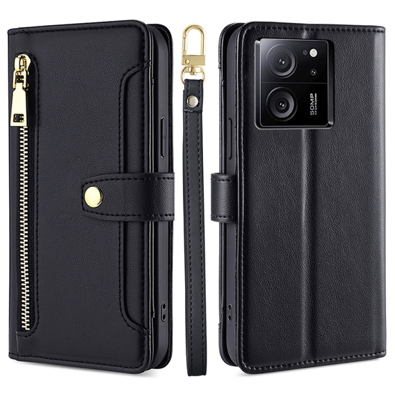 Θήκη με πτερύγιο για Xiaomi 13T / 13T Pro / Redmi K60 Ultra, Wallet Zipper Pocket, μαύρη