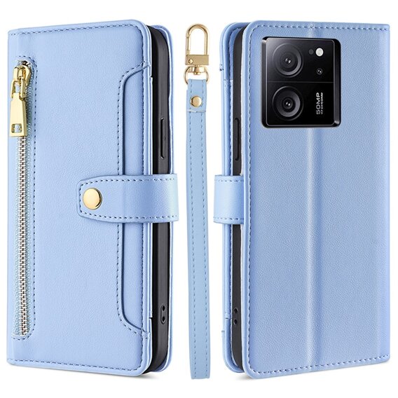 Θήκη με πτερύγιο για Xiaomi 13T / 13T Pro / Redmi K60 Ultra, Wallet Zipper Pocket, μπλε