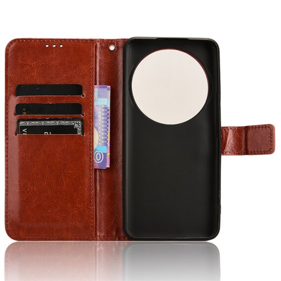 Θήκη με πτερύγιο για Xiaomi 14 Ultra, Crazy Horse Wallet, καφέ