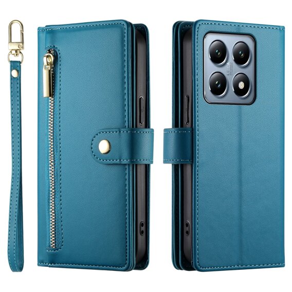 Θήκη με πτερύγιο για Xiaomi 14T Pro, Wallet Zipper Pocket, μπλε