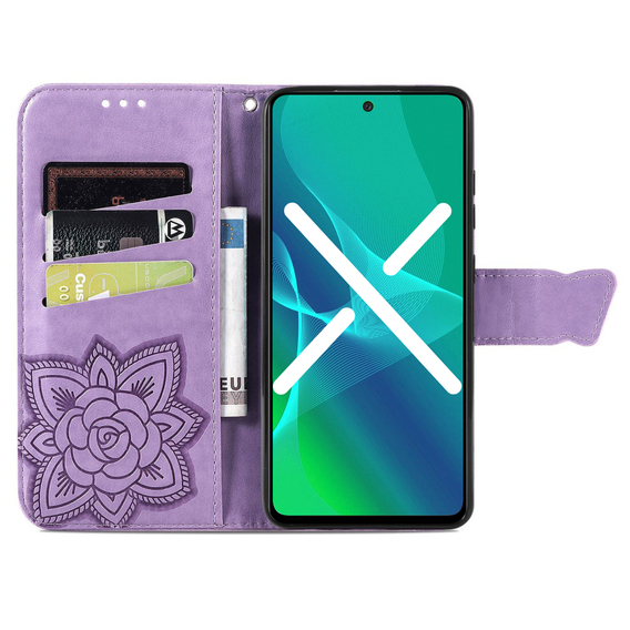 Θήκη με πτερύγιο για Xiaomi Poco F5, Butterfly, μωβ