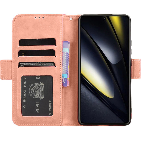 Θήκη με πτερύγιο για Xiaomi Poco F6, Card Slot, ροζ