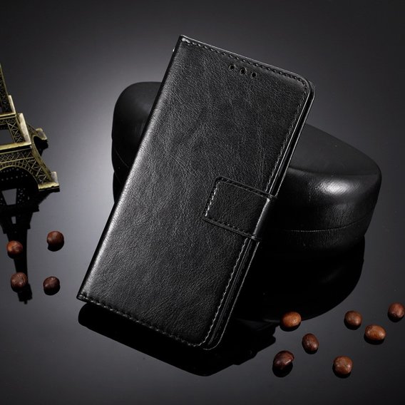 Θήκη με πτερύγιο για Xiaomi Redmi 12C, Crazy Horse Wallet, μαύρη