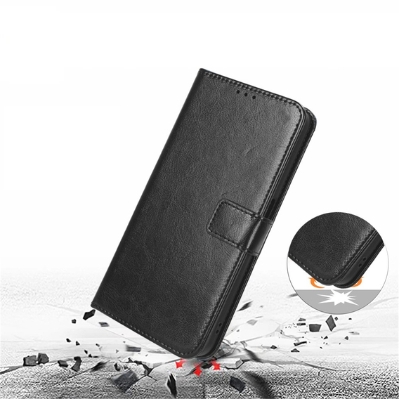 Θήκη με πτερύγιο για Xiaomi Redmi 12C, Crazy Horse Wallet, μαύρη