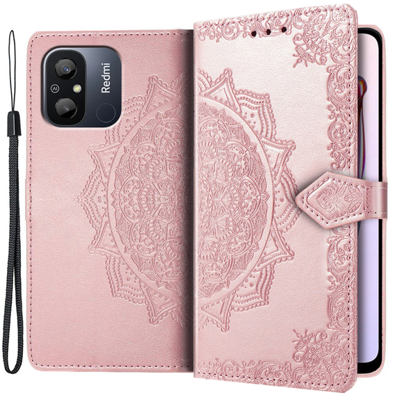 Θήκη με πτερύγιο για Xiaomi Redmi 12C, Mandala, ροζ rose gold