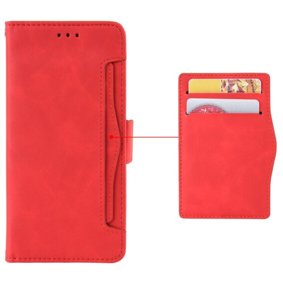 Θήκη με πτερύγιο για Xiaomi Redmi 14C, Card Slot, κόκκινη