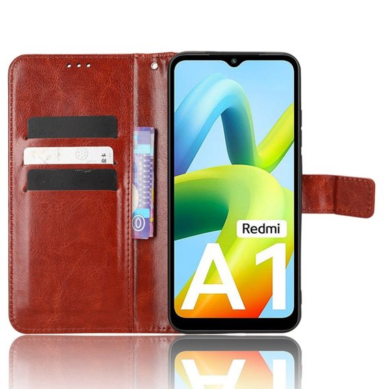 Θήκη με πτερύγιο για Xiaomi Redmi A1 4G / A2 4G, Crazy Horse Wallet, καφέ