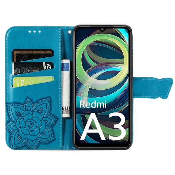 Θήκη με πτερύγιο για Xiaomi Redmi A3, Butterfly, μπλε