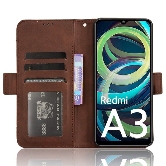 Θήκη με πτερύγιο για Xiaomi Redmi A3, Card Slot, καφέ