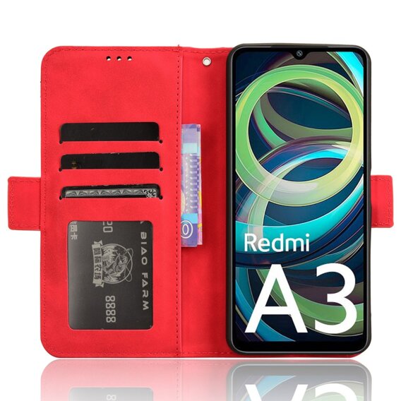 Θήκη με πτερύγιο για Xiaomi Redmi A3, Card Slot, κόκκινη