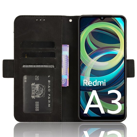 Θήκη με πτερύγιο για Xiaomi Redmi A3, Card Slot, μαύρη