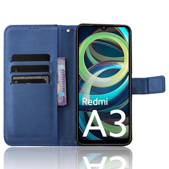 Θήκη με πτερύγιο για Xiaomi Redmi A3, Wallet Smart Magnet, μπλε