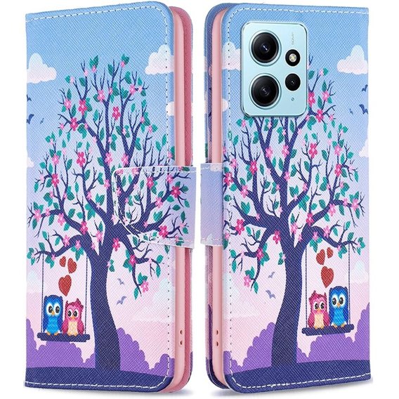 Θήκη με πτερύγιο για Xiaomi Redmi Note 12 4G, Wallet, Two Owls, μπλε