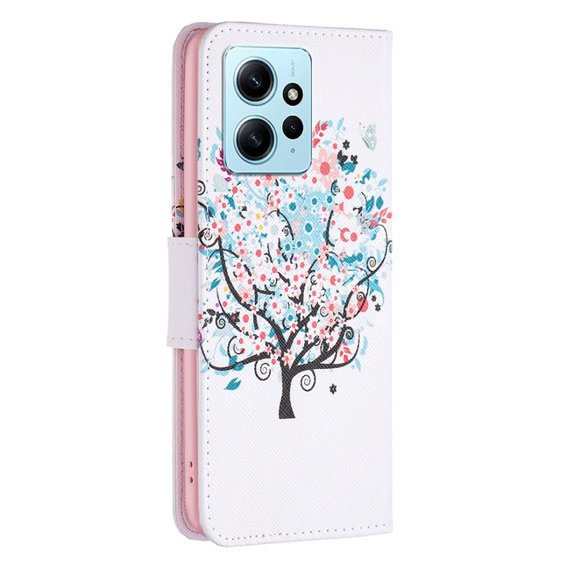 Θήκη με πτερύγιο για Xiaomi Redmi Note 12 4G, Wallet, colorful tree , λευκή