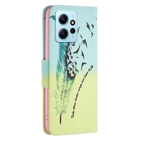 Θήκη με πτερύγιο για Xiaomi Redmi Note 12 4G, Wallet, feather, μπλε