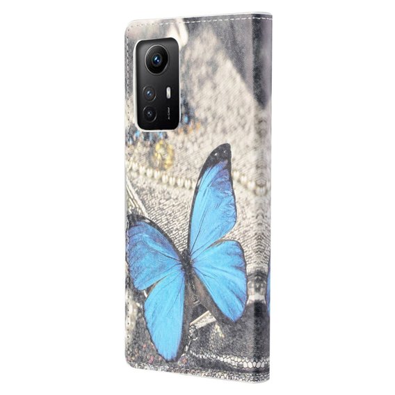 Θήκη με πτερύγιο για Xiaomi Redmi Note 12S, Wallet Butterfly, μπλε