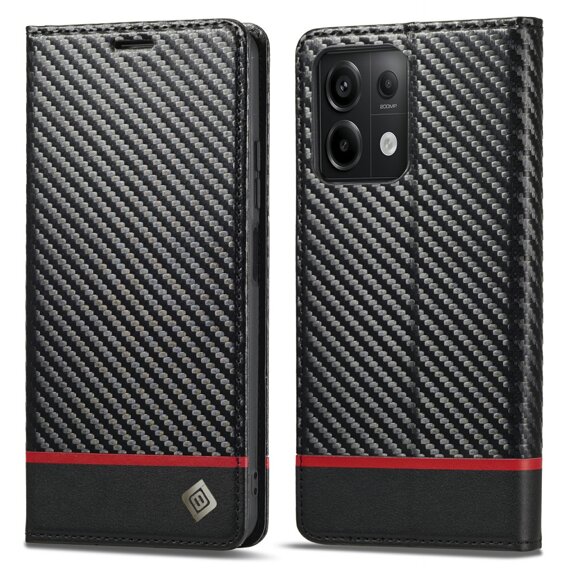 Θήκη με πτερύγιο για Xiaomi Redmi Note 13 5G, Carbon LC.IMEEKE, μαύρη