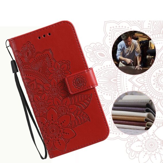 Θήκη με πτερύγιο για Xiaomi Redmi Note 13 5G, Mandala, κόκκινη