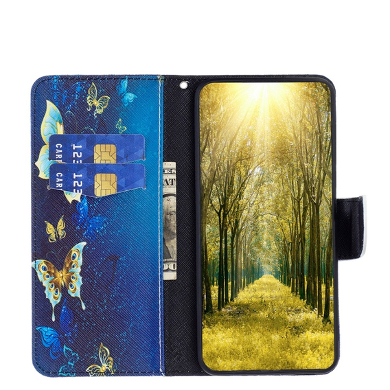 Θήκη με πτερύγιο για Xiaomi Redmi Note 13 5G, Wallet, Butterflies μπλε