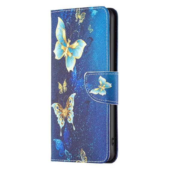 Θήκη με πτερύγιο για Xiaomi Redmi Note 13 5G, Wallet, Butterflies μπλε