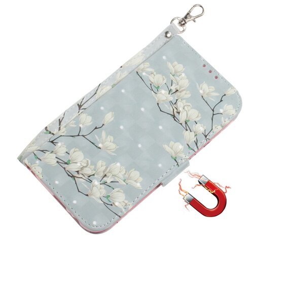 Θήκη με πτερύγιο για Xiaomi Redmi Note 13 5G, Wallet, Magnolia Flowers γκρι