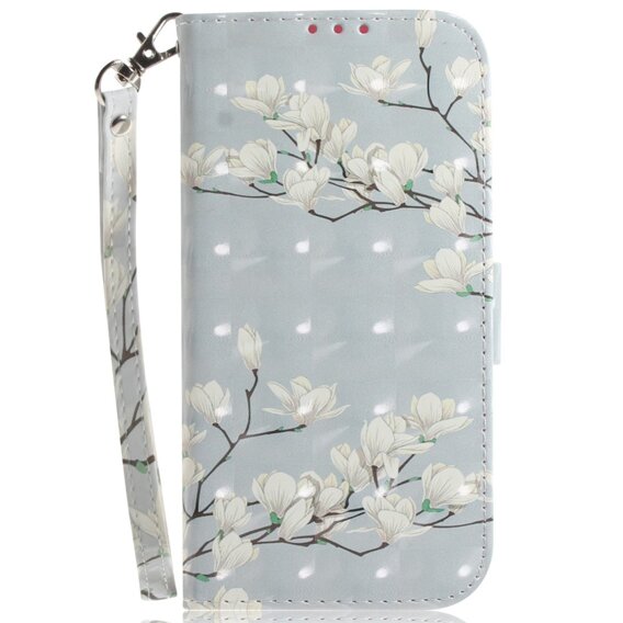 Θήκη με πτερύγιο για Xiaomi Redmi Note 13 5G, Wallet, Magnolia Flowers γκρι