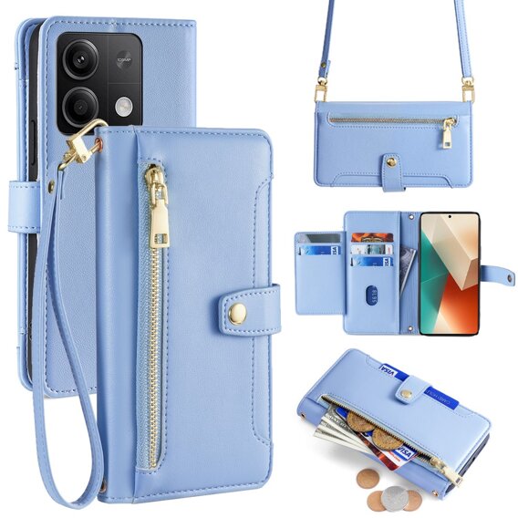 Θήκη με πτερύγιο για Xiaomi Redmi Note 13 5G, Wallet Zipper Pocket, μπλε