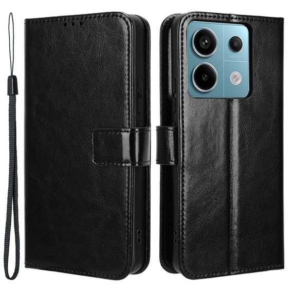 Θήκη με πτερύγιο για Xiaomi Redmi Note 13 Pro 5G, Crazy Horse Wallet, μαύρη