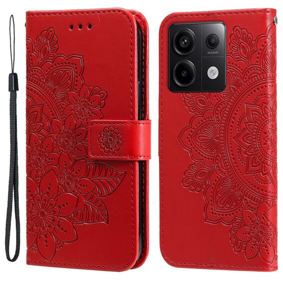 Θήκη με πτερύγιο για Xiaomi Redmi Note 13 Pro 5G, Mandala, κόκκινη