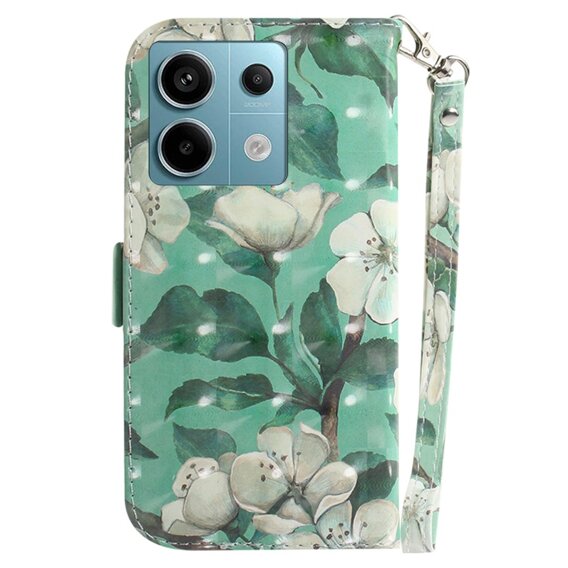 Θήκη με πτερύγιο για Xiaomi Redmi Note 13 Pro 5G, Wallet, Flowers πράσινη