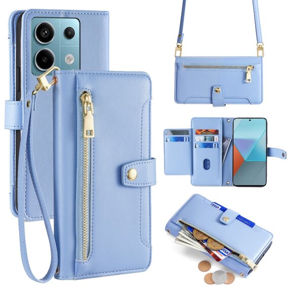 Θήκη με πτερύγιο για Xiaomi Redmi Note 13 Pro 5G, Wallet Zipper Pocket, μπλε