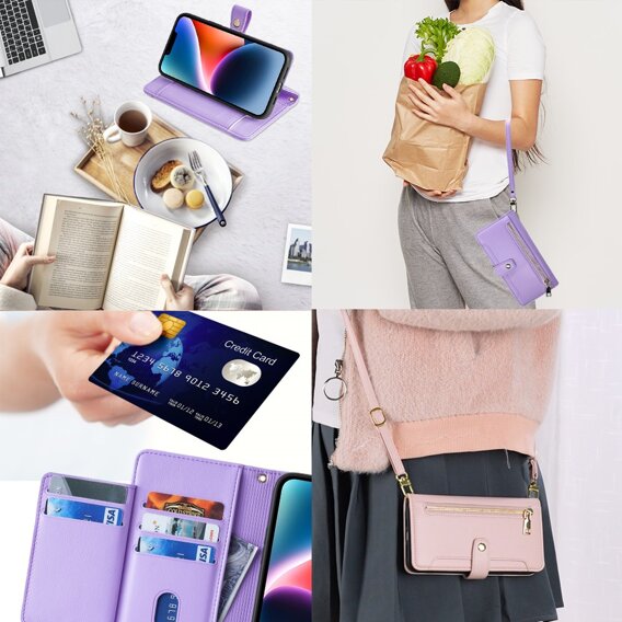 Θήκη με πτερύγιο για Xiaomi Redmi Note 13 Pro 5G, Wallet Zipper Pocket, μωβ