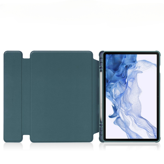 Θήκη + πληκτρολόγιο Samsung Galaxy Tab S9, Rotary 360° Leather, σκούρα πράσινη