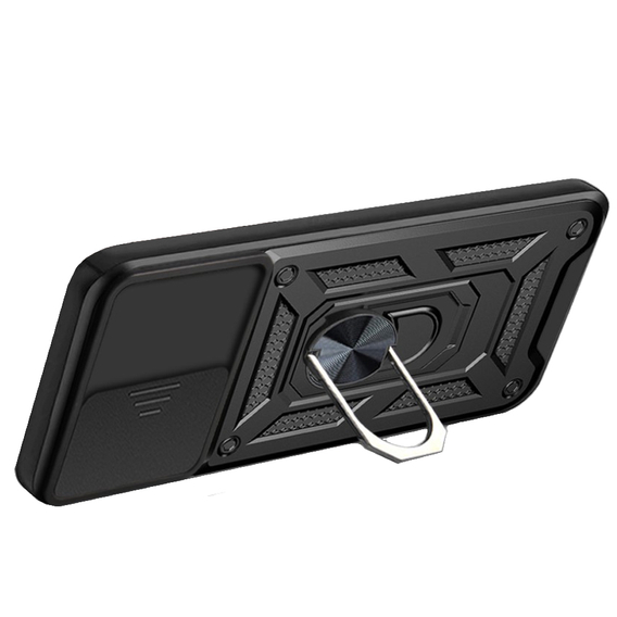 Θωρακισμένη θήκη για Iphone 15 Pro Max, θωρακισμένο Slide Ring, μαύρο + γυαλί 9H