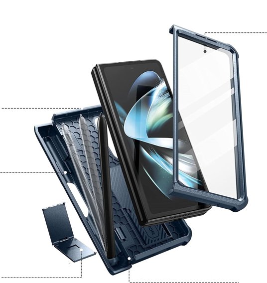 Θωρακισμένη θήκη για Samsung Galaxy Z Fold 4 5G, Dexnor Full Body S-Pen Slot, σκούρο μπλε