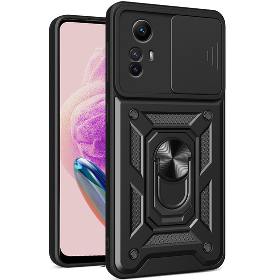 Θωρακισμένη θήκη για Xiaomi Redmi Note 12S, θωρακισμένο Slide Ring, μαύρο + γυαλί 9H