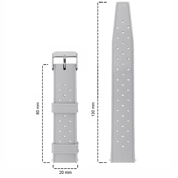 Λουράκι σιλικόνης ERBORD Universal 20mm, Tropic, γκρι / ασημένια πόρπη