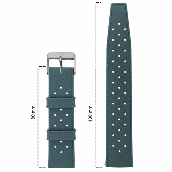 Λουράκι σιλικόνης ERBORD Universal 20mm, Tropic, πράσινη / ασημένια αγκράφα