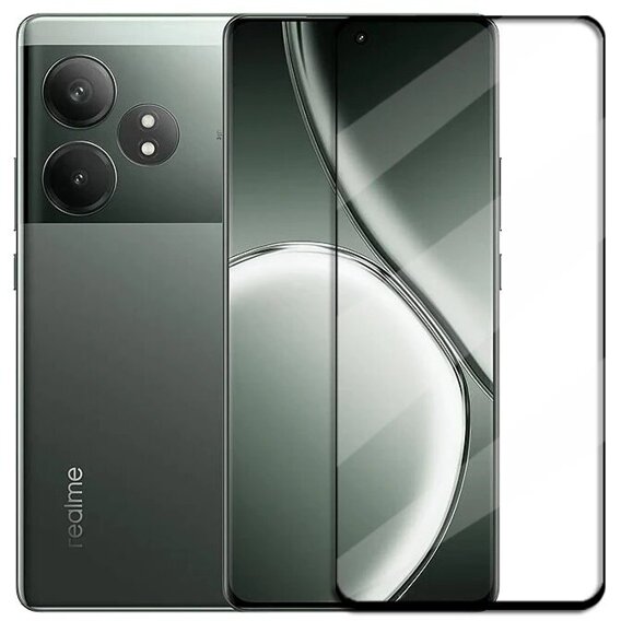 Μετριασμένο γυαλί 3D για Realme GT 6 / 6T, μαύρο πλαίσιο