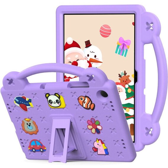 Παιδική θήκη για Samsung Galaxy Tab A9+, Cute Patterns, με βάση, μωβ