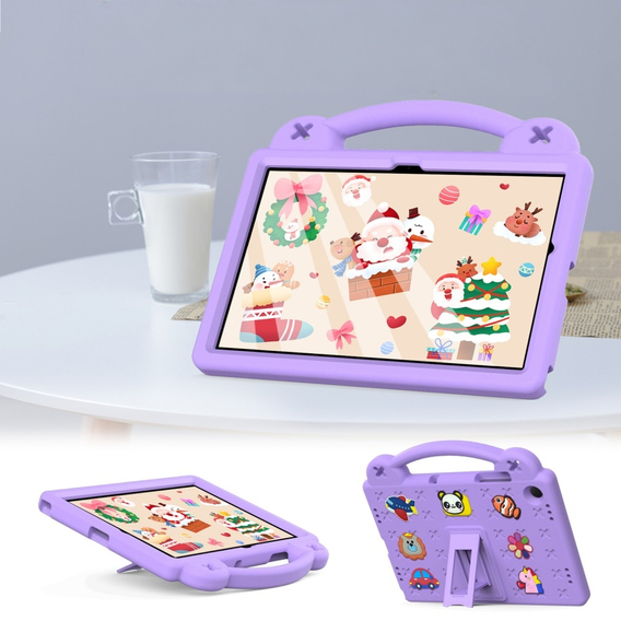 Παιδική θήκη για Samsung Galaxy Tab A9+, Cute Patterns, με βάση, μωβ