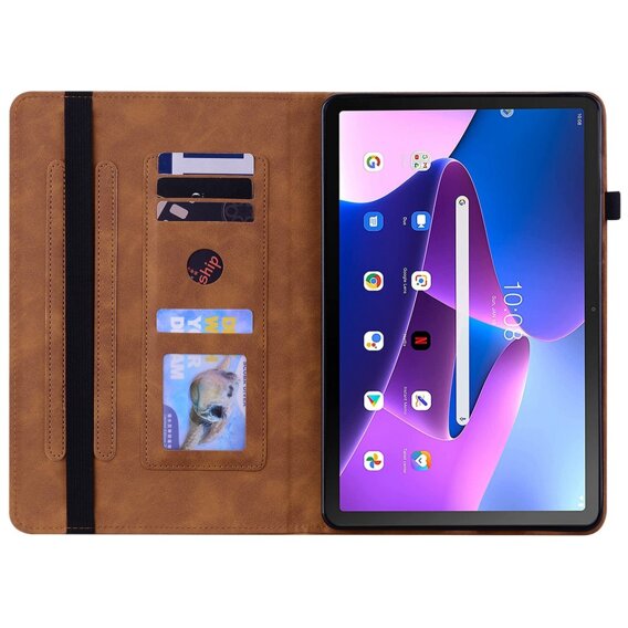 θήκη για το Lenovo Tab M10 10.1 Gen 3, Wallet Pen Slot, καφέ